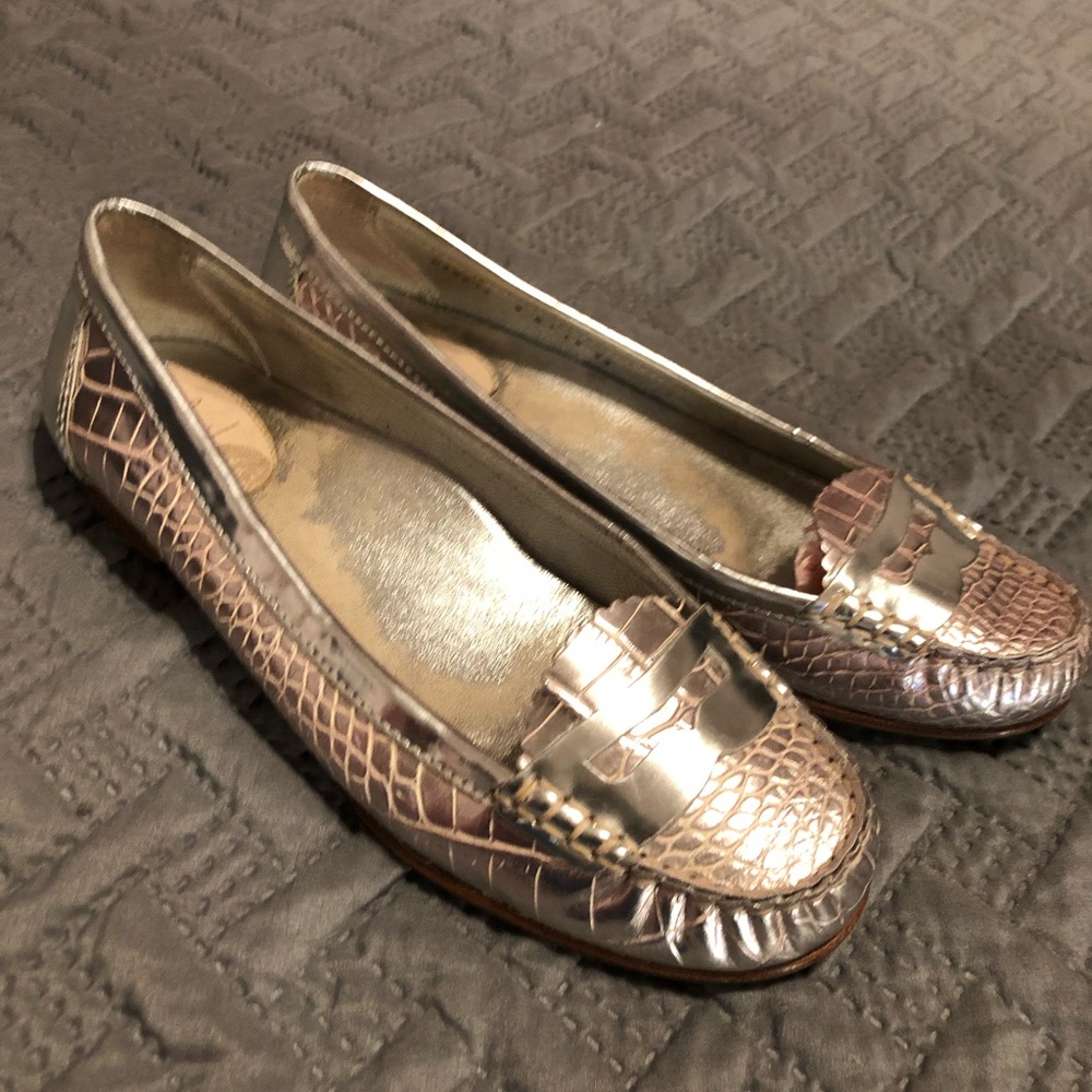 Cole Haan Metallic Leather Alligator loafers sz9